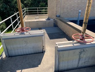 Influent channels monitor how much wastewater and runoff flows into a wastewater treatment plant