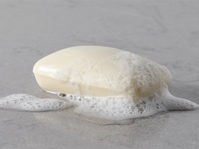 A sudsy bar of soap.