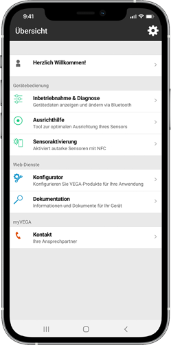 VEGA Tools App Home