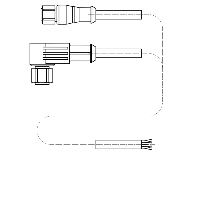 M12 connection cable single-sided