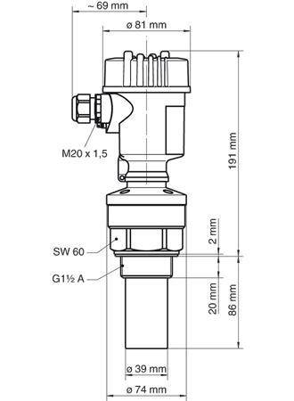 VEGASON S61 - Ultrasonore sensor voor niveaumeten van meetbereiken tot 5 meter