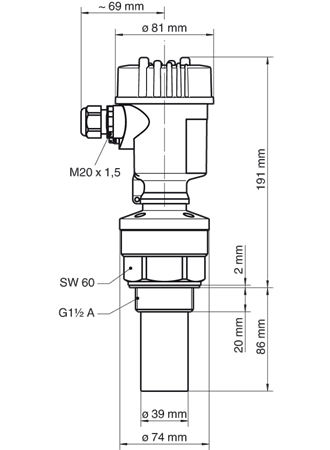 VEGASON S61 - Ultraschallsensor zur kontinuierlichen Füllstandmessung für Messbereiche bis 5 m